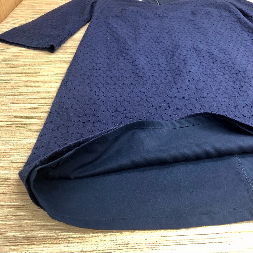 Donna Morgan Navy Eyelet Shift Dress - Picture 6 of 16